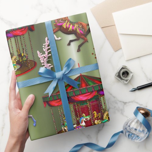 Christmas Carousel Wrapping Paper