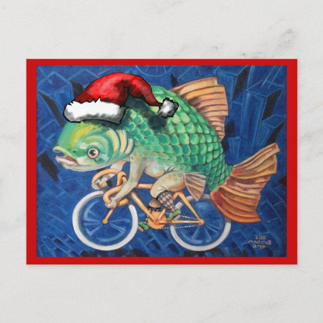 Christmas Carp Holiday Postcard (Front)