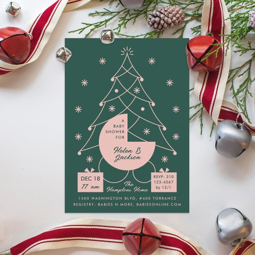 Christmas Carriage Baby Shower Invitation