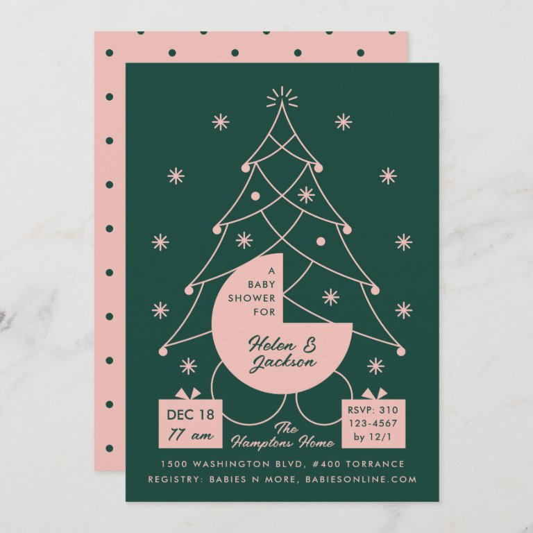 Christmas Carriage Baby Shower Invitation