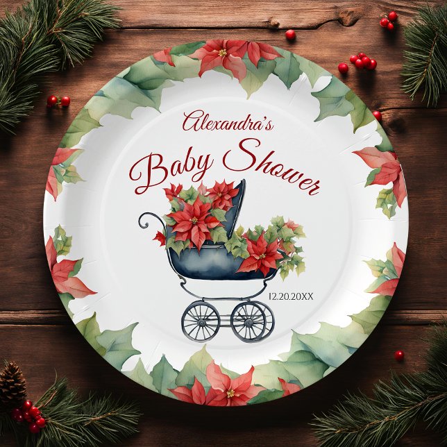 Christmas Carriage Baby Shower Paper Plates (Creator Uploaded)