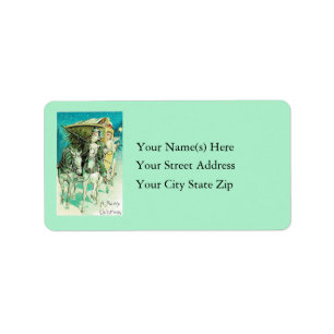 Christmas Carriage Ride Vintage Address Label