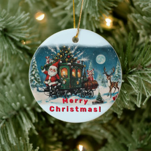 Christmas Carriage - Santa's Delivery Wagon Ceramic Ornament