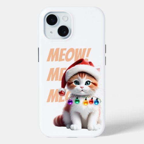 Christmas Cartoon 3D Cat iPhone 15 Case