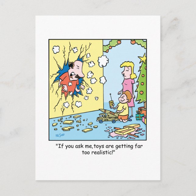 Christmas Cartoon about Toys! Holiday Postcard (Front)