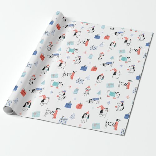 Christmas Cartoon Dogs Pattern Wrapping Paper