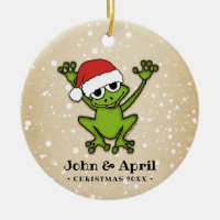 Christmas Cartoon Frog Ceramic Ornament