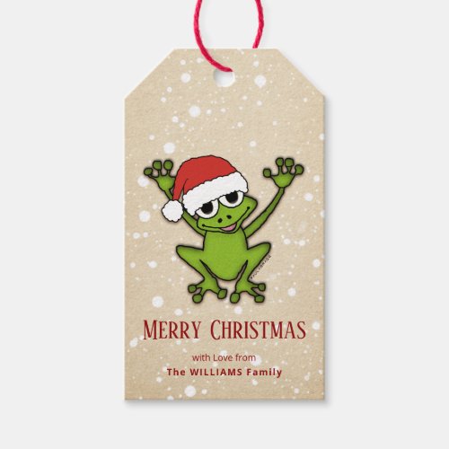 Christmas Cartoon Frog Gift Tags