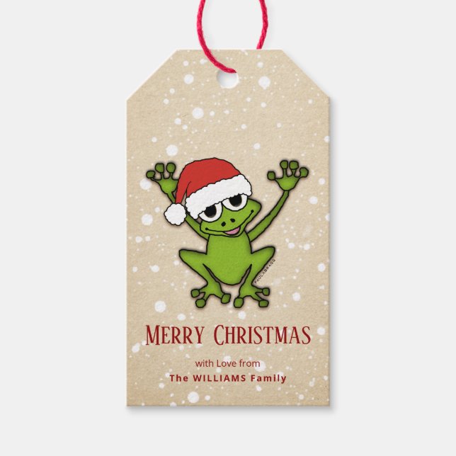 Christmas Cartoon Frog Gift Tags (Front)
