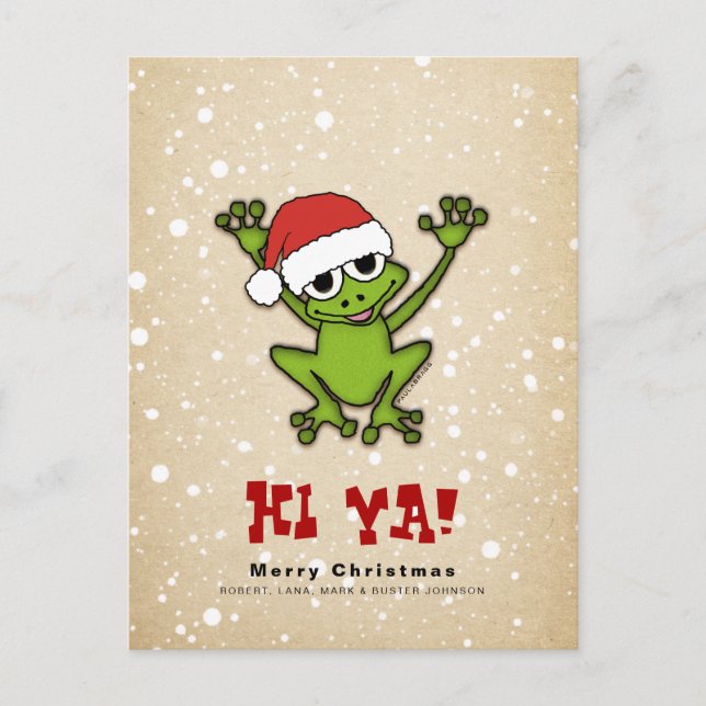 Christmas Cartoon Frog Holiday Postcard (Front)