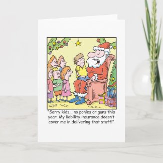 Christmas Cartoon Insurance for Santa Claus Holiday Card