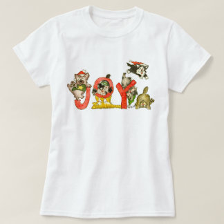 Christmas Cartoon Kitten Cats JOY Shirt