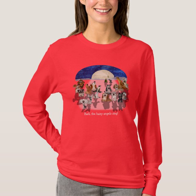 Christmas Cartoon Moon Dogs Howl T Shirt (Front)