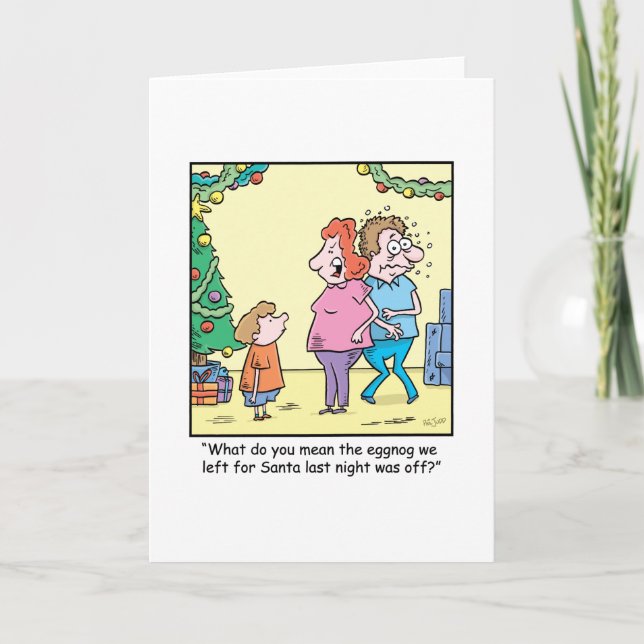 Christmas Cartoon Off Eggnog Holiday Card (Front)