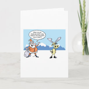 Christmas Cartoon Santa and Reindeer on Strike Holiday Card