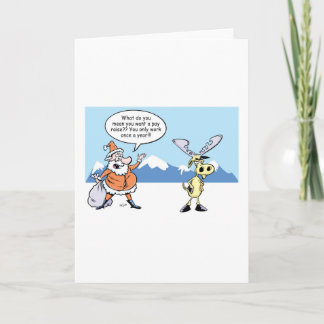 Christmas Cartoon Santa and Reindeer on Strike Holiday Card