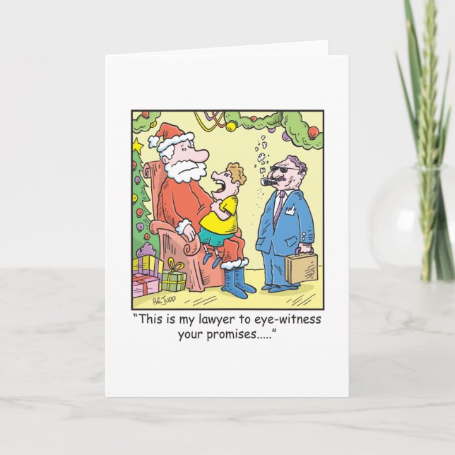 Christmas Cartoon Santa's Promises Holiday Card (Front)