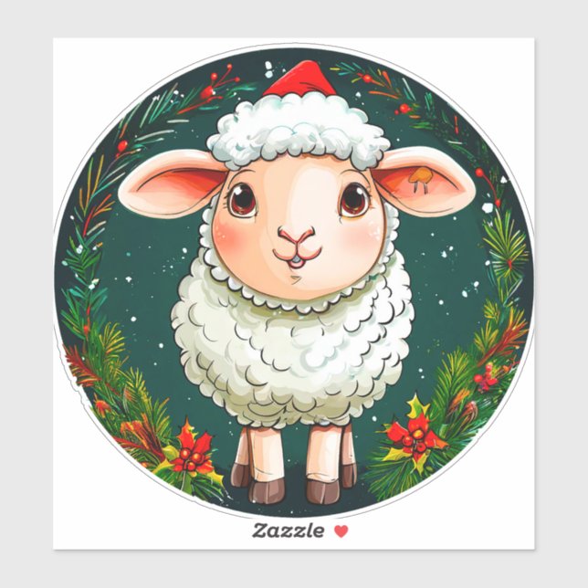 Christmas cartoon sheep sticker (Sheet)