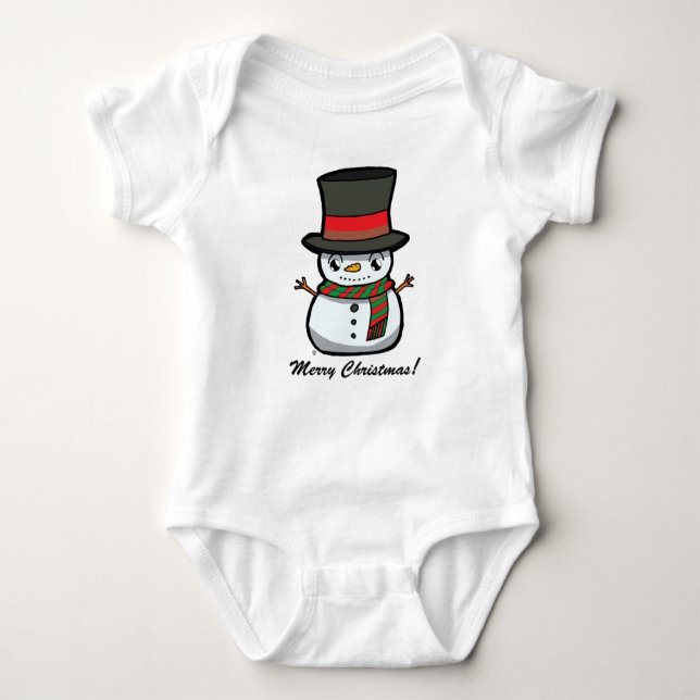 Christmas Cartoon Snowman Baby Bodysuit (Front)