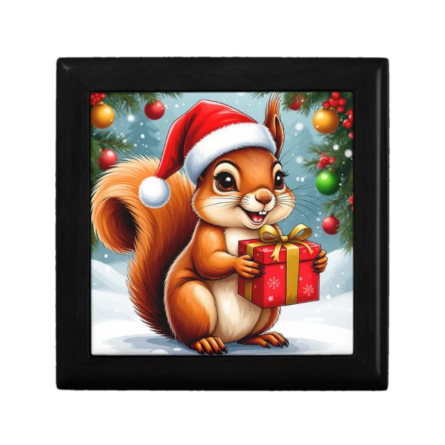 🐿️ Christmas Cartoon Squirrel Festive Holiday  Gift Box (Front)