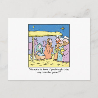Christmas Cartoon Three Wise Kings Computer Games Holiday Postcard