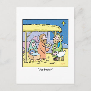 Christmas Cartoon Ugg Boots Holiday Postcard
