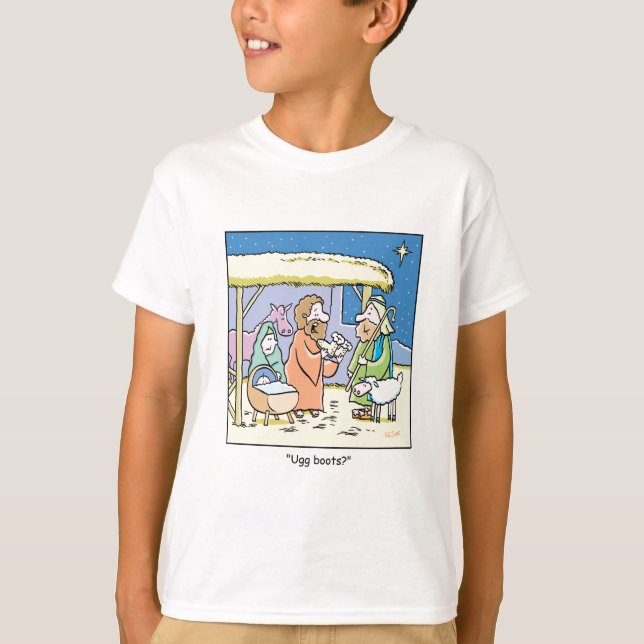 Christmas Cartoon Ugg Boots T-Shirt (Front)