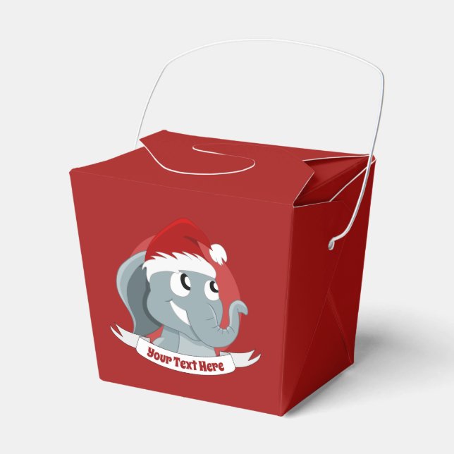 Christmas cartoon with a cute elephant favor box (Front Side)
