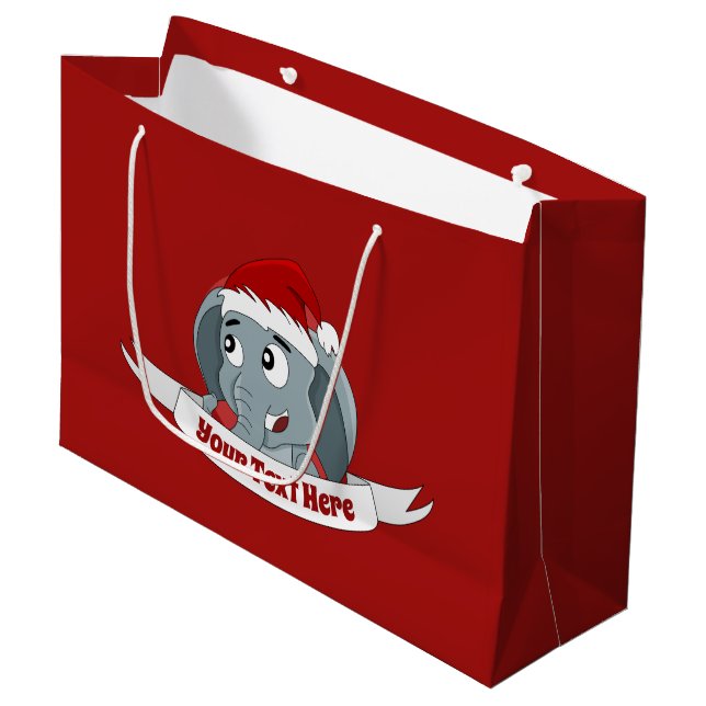 Christmas cartoon with a cute elephant large gift  bag (Front Angled)
