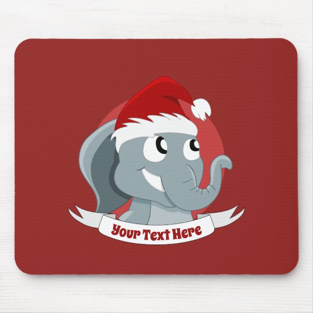 Christmas cartoon with a cute elephant mouse pad (Front)