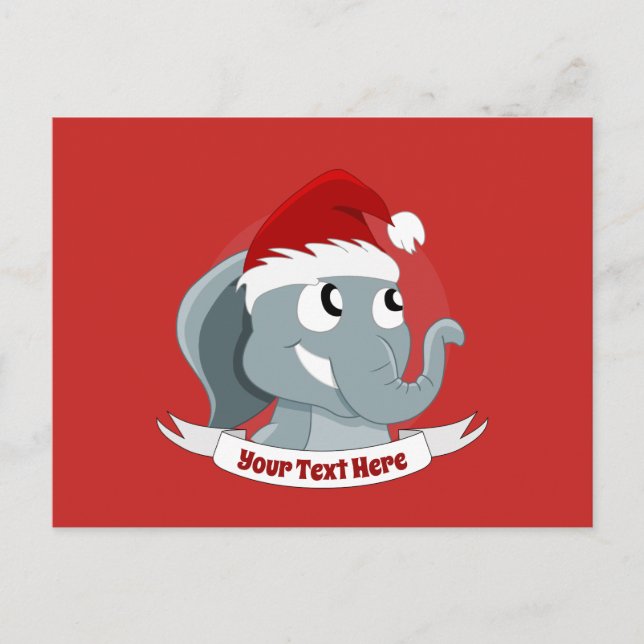 Christmas cartoon with a cute elephant postcard (Front)