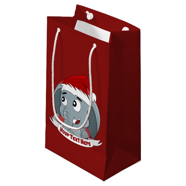 Christmas cartoon with a cute elephant small gift  small gift bag (Front Angled)