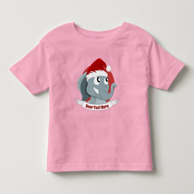 Christmas cartoon with a cute elephant toddler t-s toddler t-shirt (Front)