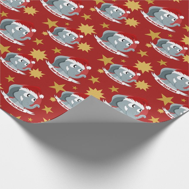 Christmas cartoon with a cute elephant wrapping pa wrapping paper (Corner)