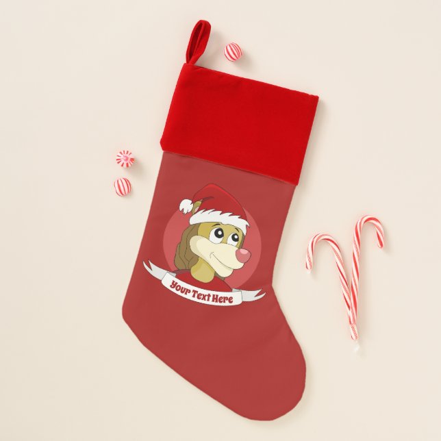 Christmas cartoon with a cute lion christmas stock christmas stocking (Front)