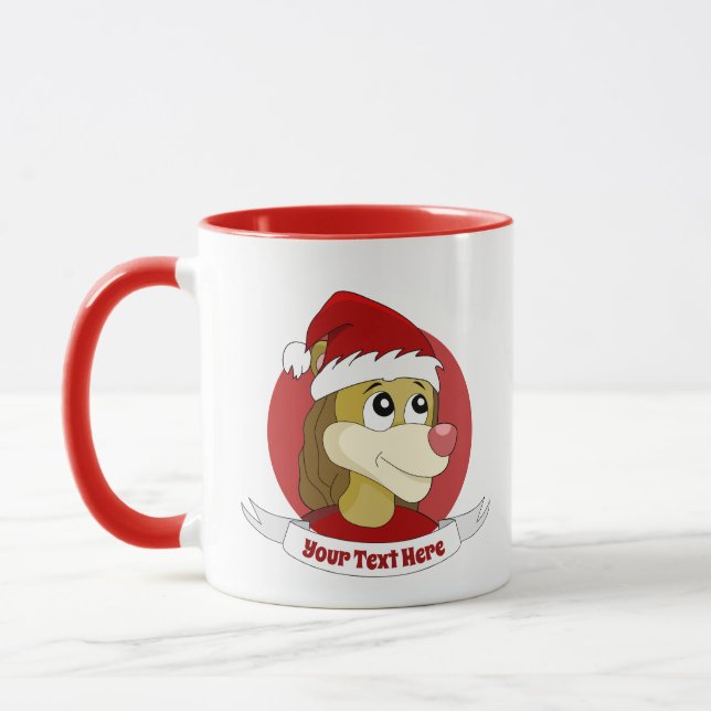 Christmas cartoon with a cute lion mug (Left)