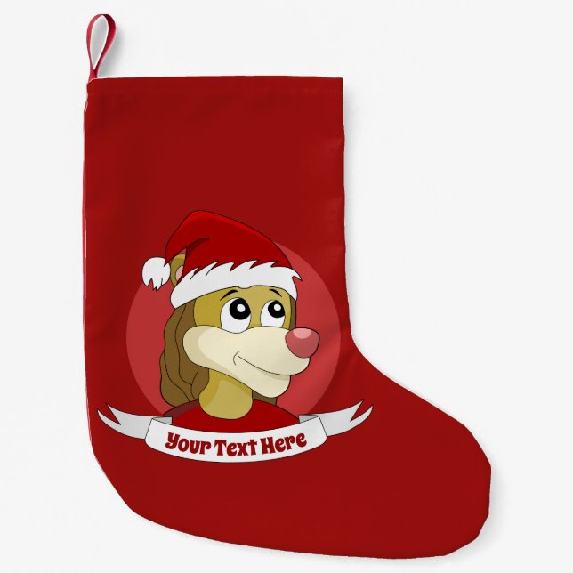 Christmas cartoon with a cute lion small christmas stocking (Front)