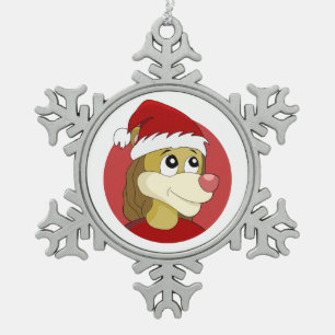 Christmas cartoon with a cute lion   snowflake pewter christmas ornament