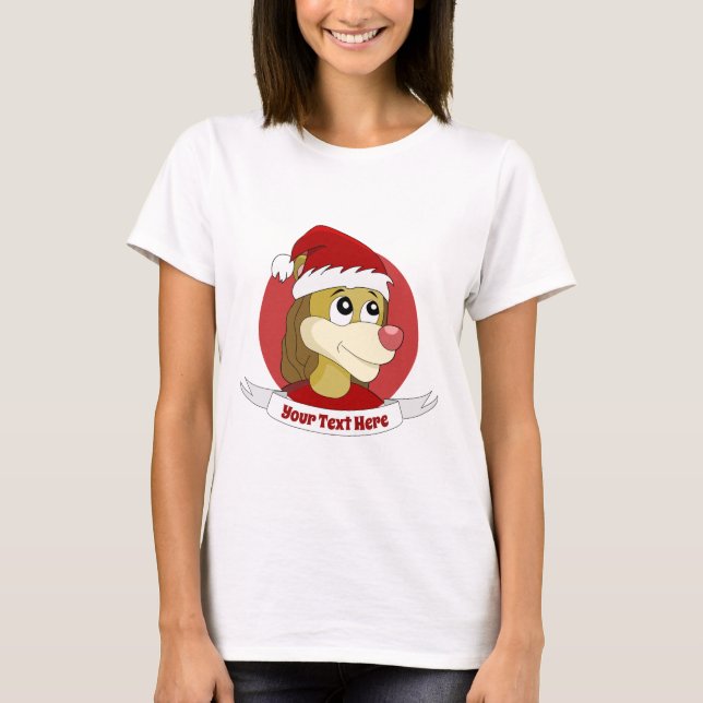 Christmas cartoon with a cute lion T-Shirt (Front)