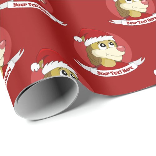Personalized Christmas cartoon with a cute lion wrapping paper