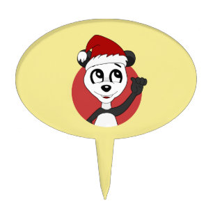 Christmas cartoon with cute panda bear cake topper