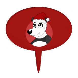 Christmas cartoon with cute panda bear cake topper