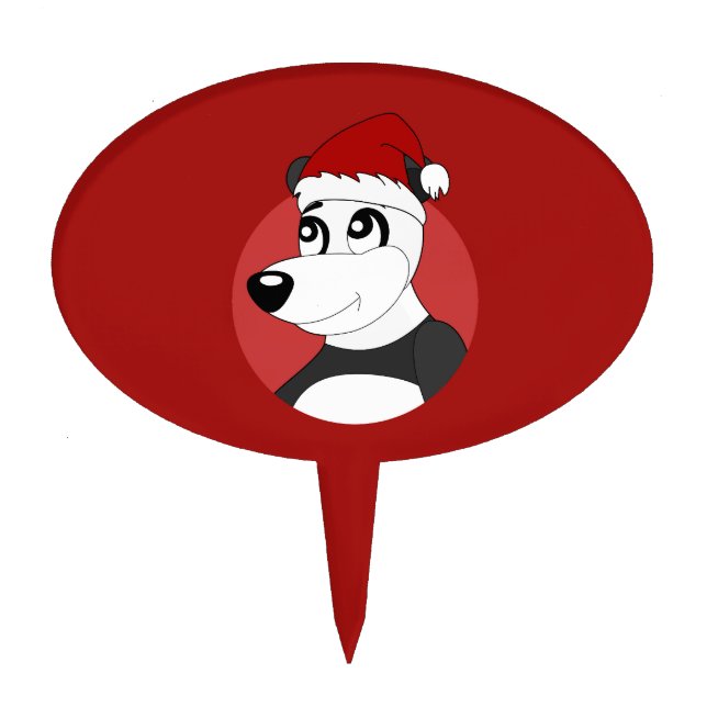 Christmas cartoon with cute panda bear cake topper (Front)