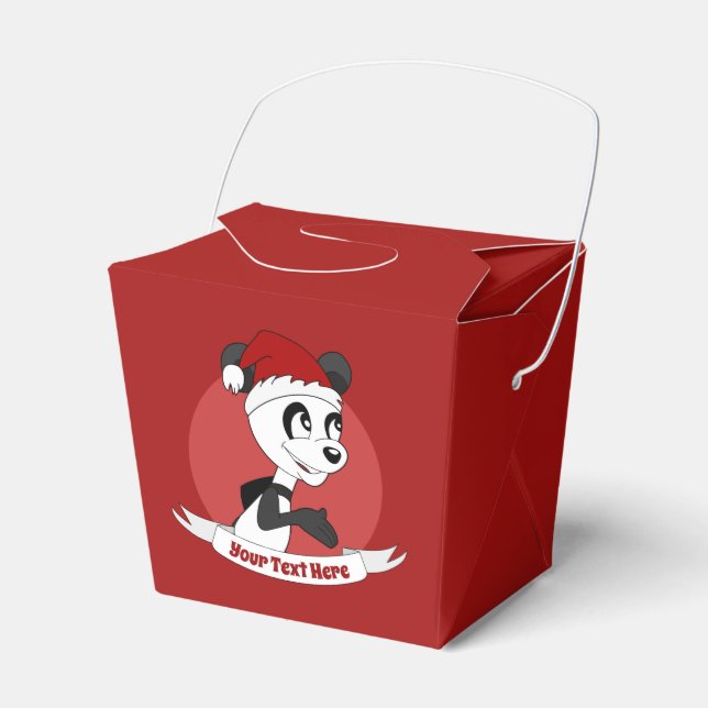 Christmas cartoon with cute panda bear favor box (Front Side)