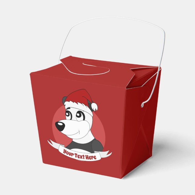 Christmas cartoon with cute panda bear favor box (Front Side)