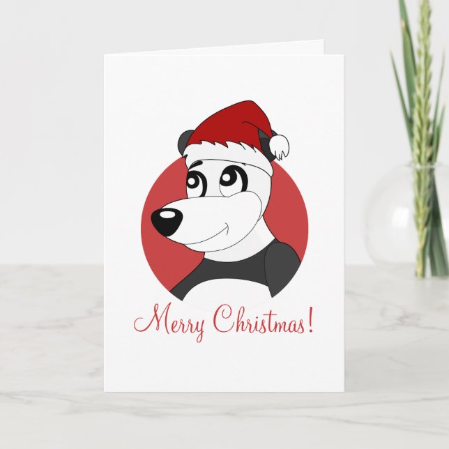 Christmas cartoon with cute panda bear holiday car (Front)