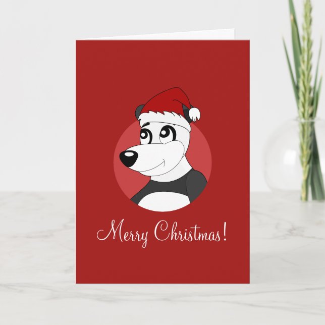 Christmas cartoon with cute panda bear holiday car (Front)