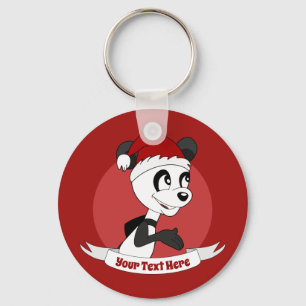 Christmas cartoon with cute panda bear keychain