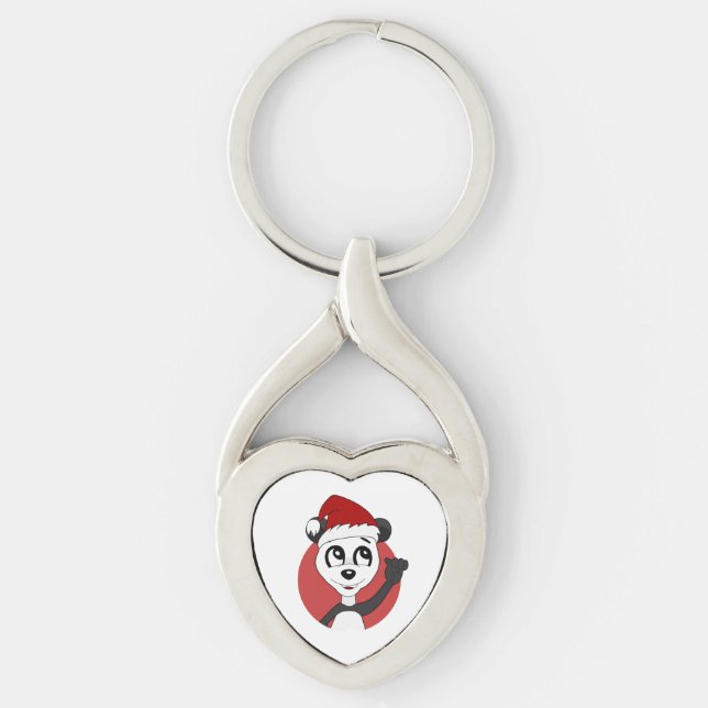 Christmas cartoon with cute panda bear keychain (Front)