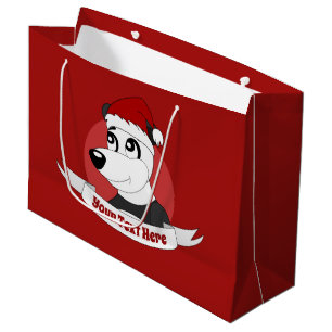 Christmas cartoon with cute panda bear large gift bag